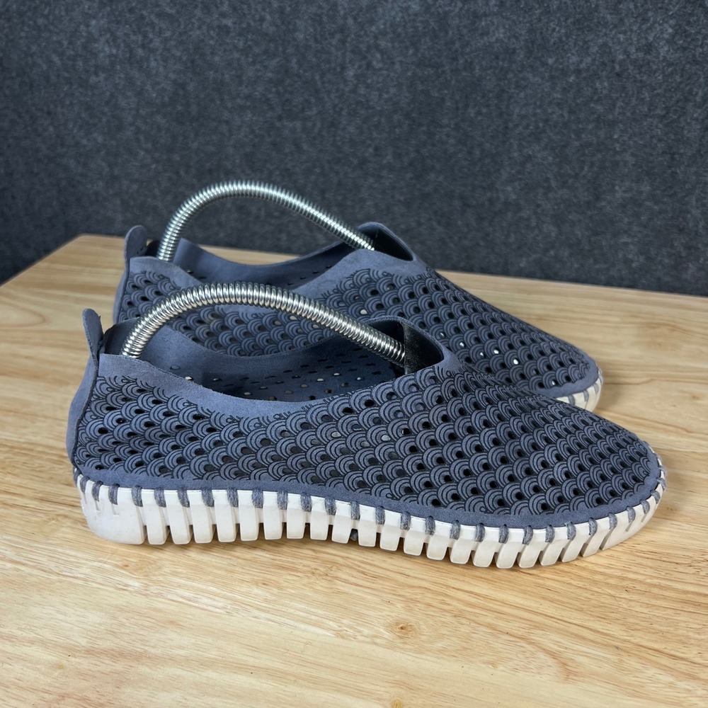 Ilse Jacobsen Tulip 139 Perforated Slip On Shoes Blue Grey Womens 38